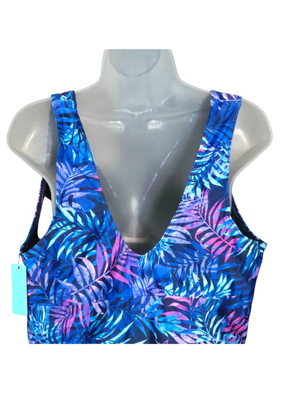 Plus Size Tropical Print One‑Piece Swimsuit 20W V‑Neck Lined Slimming - Picture 9 of 9
